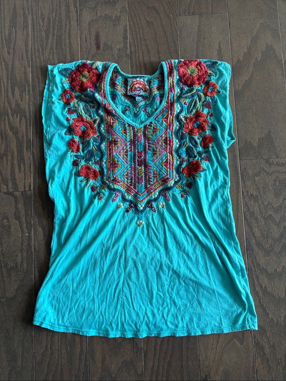 Johnny Was Embroidered V-Neck Women’s Top